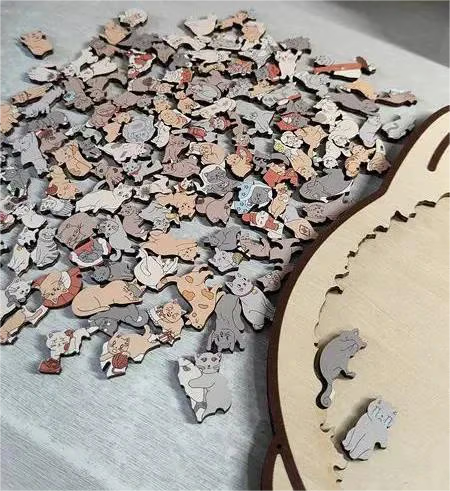 (💖The perfect gift for cat lovers) 🔥🐈135-Pieces Morandi-Colored Cat Shaped Wooden Jigsaw Puzzle🐾