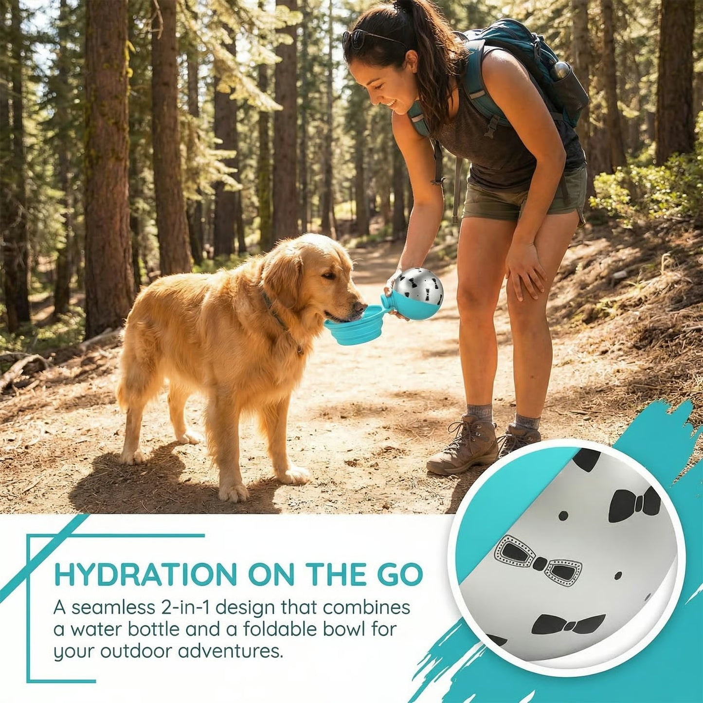 🐶💧Portable Dog Walking and Travel Water Bottle — 2-in-1 Stainless Steel Pet Travel Water Bottle