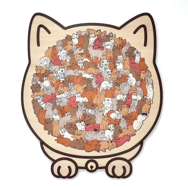 (💖The perfect gift for cat lovers) 🔥🐈135-Pieces Morandi-Colored Cat Shaped Wooden Jigsaw Puzzle🐾