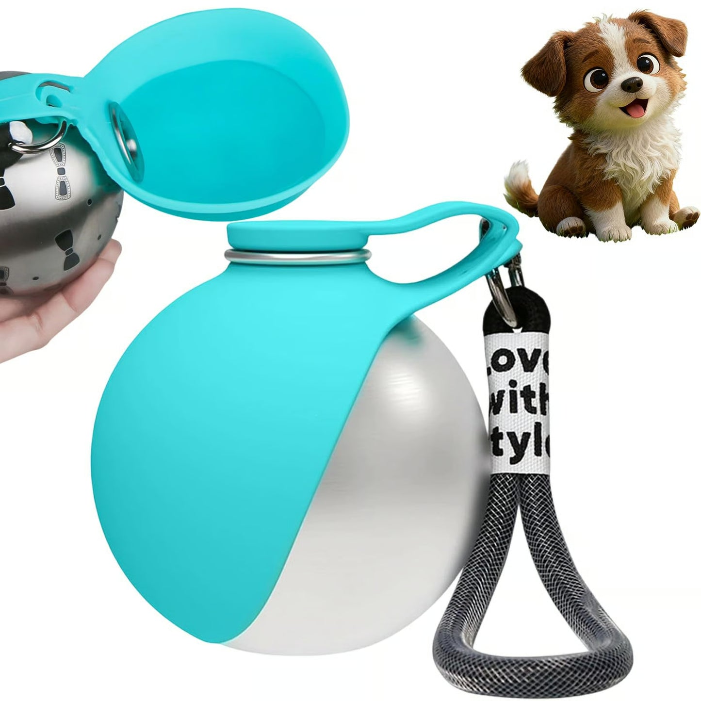 🐶💧Portable Dog Walking and Travel Water Bottle — 2-in-1 Stainless Steel Pet Travel Water Bottle