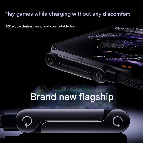 📱240W Braided Fast Charge Cable With Built-in Phone Stand