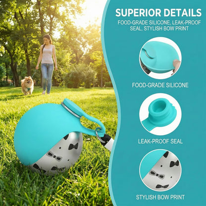 🐶💧Portable Dog Walking and Travel Water Bottle — 2-in-1 Stainless Steel Pet Travel Water Bottle