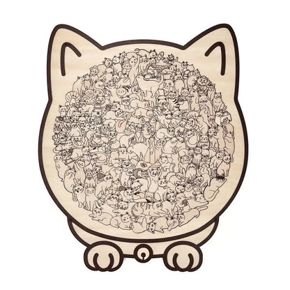 (💖The perfect gift for cat lovers) 🔥🐈135-Pieces Morandi-Colored Cat Shaped Wooden Jigsaw Puzzle🐾