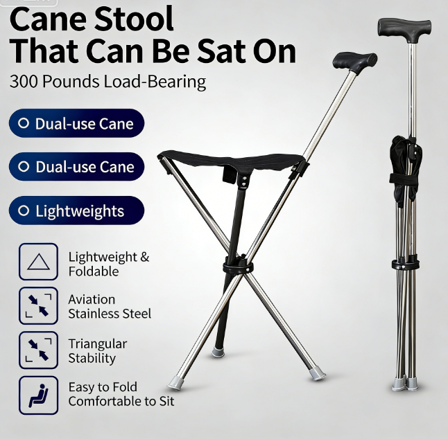 💥Clearance price $29.98🚶‍♂️Folding stool with crutches💥BEST GIFT FOR ELDERLY PEOPLE